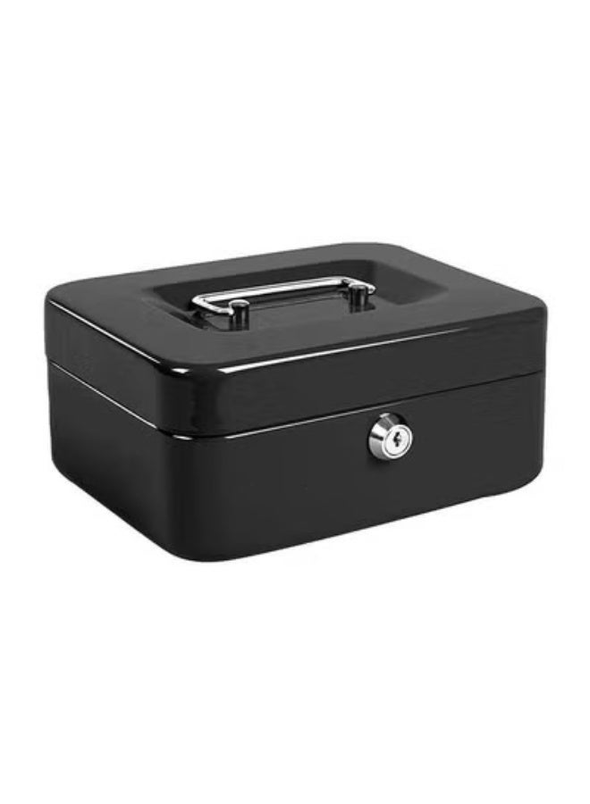 Portable Money Safe Box with Tray And Lock Black - Image 1