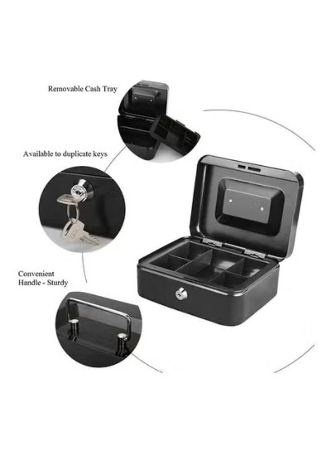 Portable Money Safe Box with Tray And Lock Black - Image 4