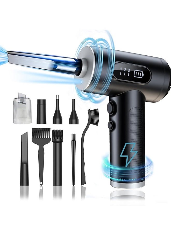 Beauenty Compressed Air Duster Handheld Car Vacuum/Air Blower Pump, 3 Gear Adjustable Electric Air Duster Vacuum Cleaner Keyboard with LED Light for Office Computerss  - Image 1