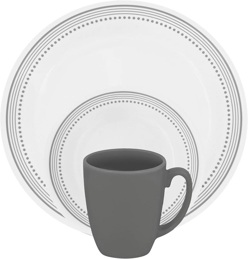 كوريل أواني طعام Corelle، مجموعة من 16 قطعة بألوان رمادي غامض وأبيض ورمادي - Image 3