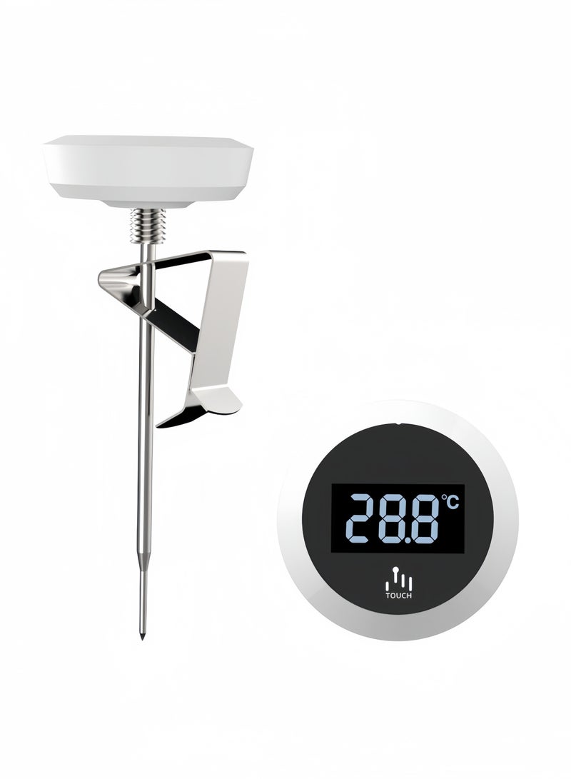 nihao Milk Thermometer for Coffee with Stainless Steel Probe Coffee Thermometer with Clip Professional Milk Temperature Frothing Thermometer Coffee Machine Accessories，White - Image 1