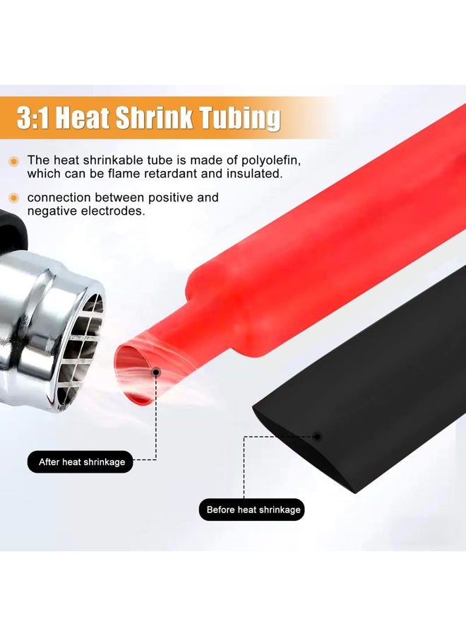 mankk 230PCS Copper Wire Lugs AWG 1 2 4 6 8 1/0 2/0 Gauge Battery Terminal Connectors Battery Cable Ends Connectors Copper Ring Terminal Kit with 3:1 Heat Shrink Tubing M-N-099-230PCS - Image 5