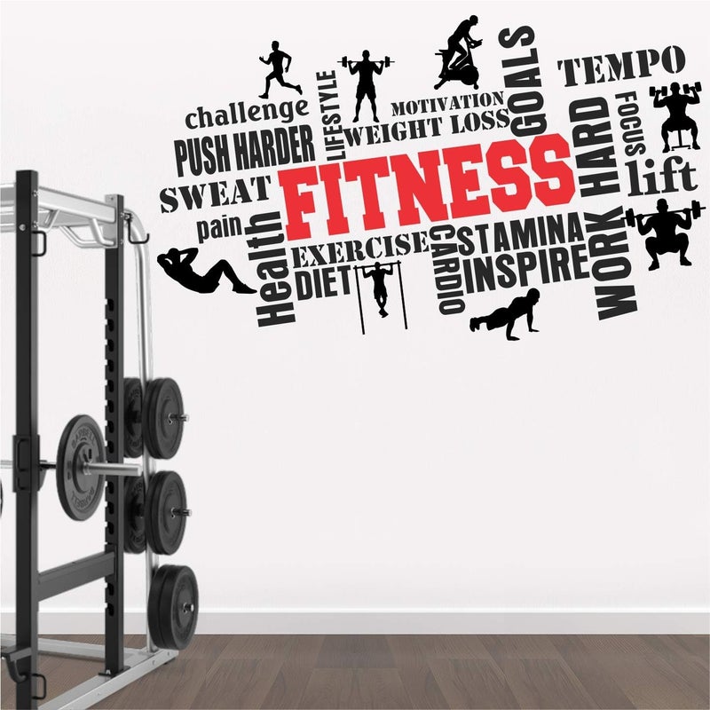 StickMe 'Gym Fitness Bodybuilding Sport Workout Creative Colorful Word Cloud Wall Sticker' SM817 (PVC Vinyl 110cm X 65 cm) - Image 2