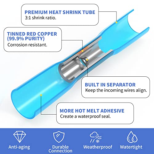 Qibaok 660 PCS Heat Shrink Butt Connectors Qibaok Crimp Electrical Wire Connector Waterproof Insulated Butt Splice Terminal for Automotive Marine Boat Truck Trailer Stereo - Image 4