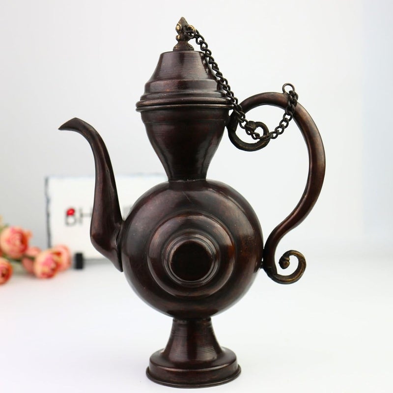Bhunes Brass Surahi Kettles Vintage Ewer Pitcher Pot Jug Handcrafted Decorative Gift Home Dcor Capacity 400MlBrown 9 Inch 1 Piece - Image 1
