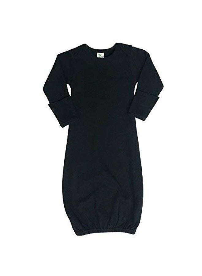 Baby Infant Blank Long Sleeve Sleeper Gown With Mitten Cuffs - Black (0-3 Months -3850)