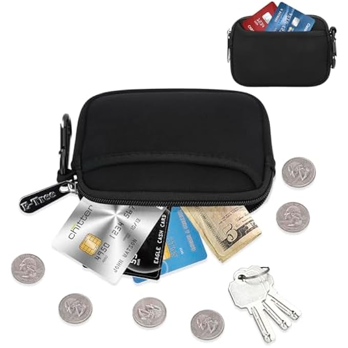 E-Tree MINI POUCH CASE SMALL ACCESSORIES STORAGE ORGANIZER TECH BAG TRAVEL GADGET BAG FOR USB CABLE DRIVE SD CARD CHARGER MAGSAFE POWER ADAPTER KEYS KEYCHAIN, COIN PURSE WALLET ZIPPER POCKET WITH HOOK, - Image 3