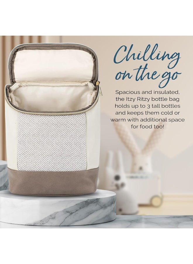 Itzy Ritzy - Itzy Ritzy Insulated Bottle Bag – Keeps Bottles Warm or Cool - Holds 3 Bottles & Features Interior Pocket for Ice Pack (Not Included), Vanilla Latte - Image 1