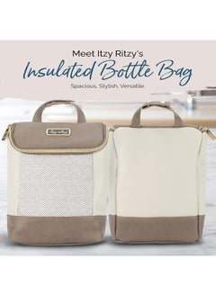 Itzy Ritzy Itzy Ritzy Insulated Bottle Bag – Keeps Bottles Warm or Cool - Holds 3 Bottles & Features Interior Pocket for Ice Pack (Not Included), Vanilla Latte  - Image 2
