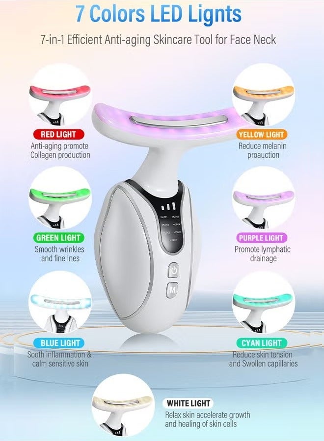 Coconut Neck Beauty Device, 3 Modes Neck Face Lifting Massager, 7-in-1 Efficient Anti-aging Skincare Tool for Face Neck (White) - Image 2