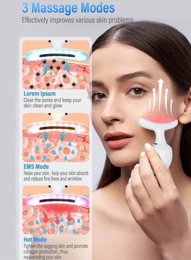 Coconut Neck Beauty Device, 3 Modes Neck Face Lifting Massager, 7-in-1 Efficient Anti-aging Skincare Tool for Face Neck (White) - Image 3