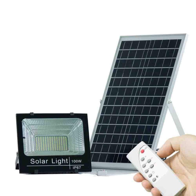 100W Solar Flood Light Sensor Remote Control Lamp Outdoor Garden White color LED