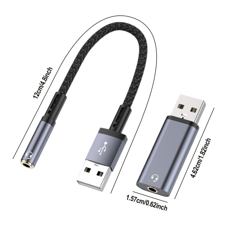 USB to 3.5mm Audio Adapter External Sound Card with Microphone for PC Car PS4 TV AUX Cable - Image 2