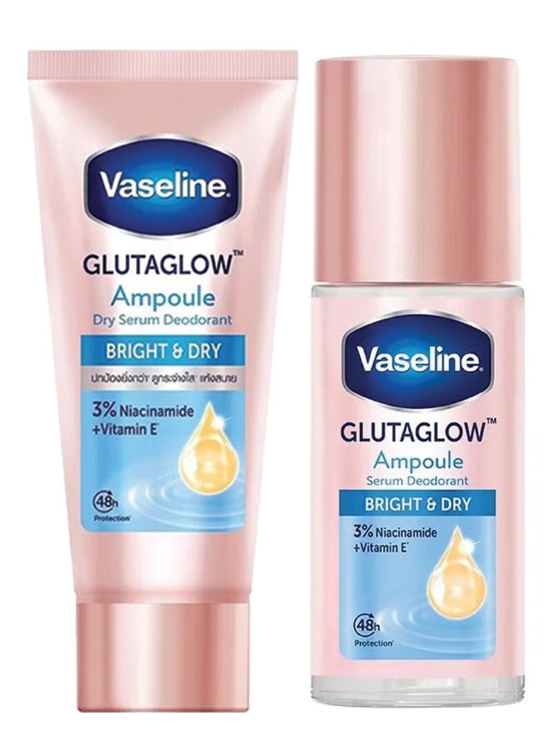 فازلين مجموعة جلوتاجلو مكونة من أمبولات مزيلة للعرق مشرقة وجافة، كل منها 45 مل