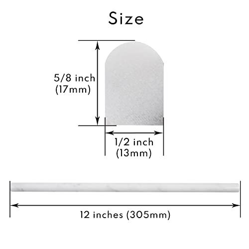 Lovdeco Carrara White 1/2" X 12" Marble Pencil Liner Tile, Edge Trim Molding for Shower and Backsplash, Bullnose Tile Trim Polished, 10 Pcs/Box - Image 2