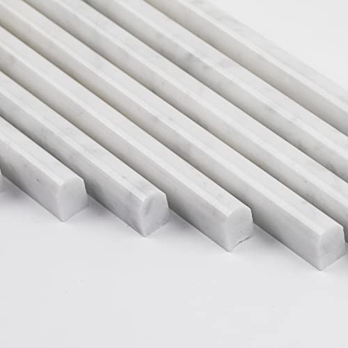 Lovdeco Carrara White 1/2" X 12" Marble Pencil Liner Tile, Edge Trim Molding for Shower and Backsplash, Bullnose Tile Trim Polished, 10 Pcs/Box - Image 4