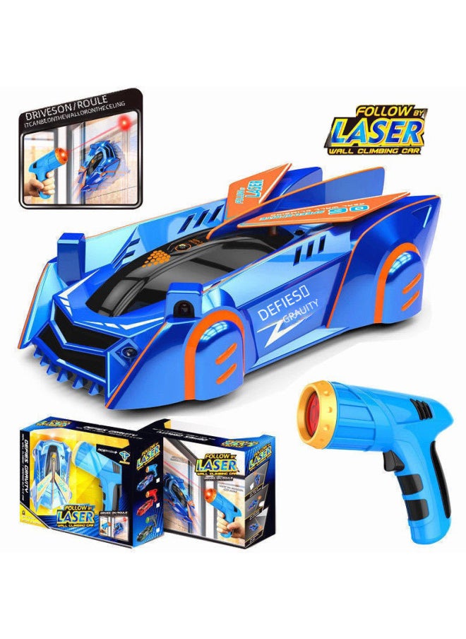 Rc Car Toy Led Headlights Taillights High-speed Off-road Vehicle Stunt Car 27mhz Frequency 4wd Drive-Color:Remote Control Wall Climbing Car Blue (chinese Version)  - Image 5