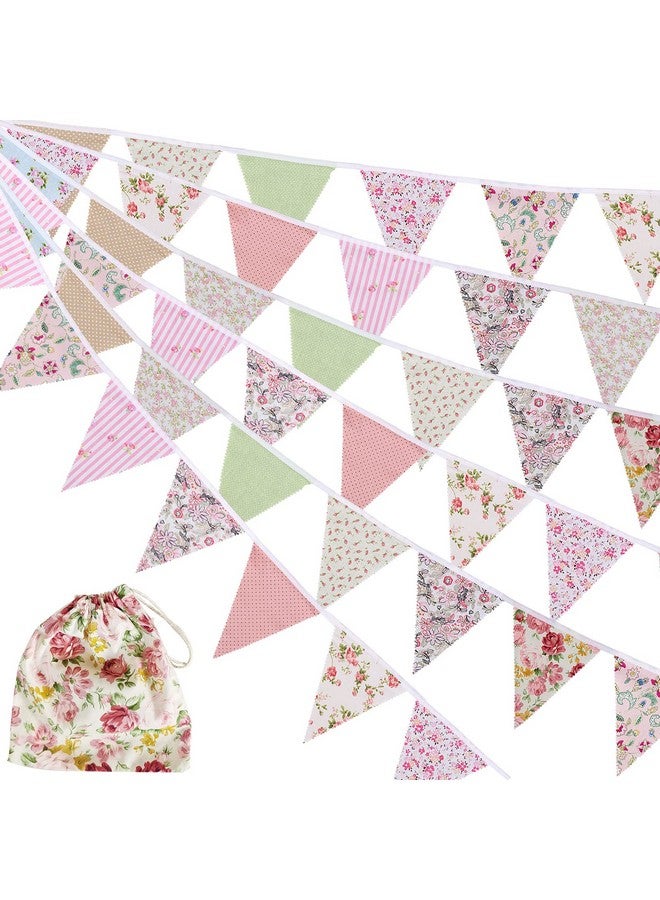 Haomian 12M/40Ft Triangle Bunting Banner 42 Pcs Multicolored Fabric Flags Burlap Pennant Banner Flags Garlands for Wedding, Birthday Party, Outdoor Festival Hanging Decoration (C) - Image 1