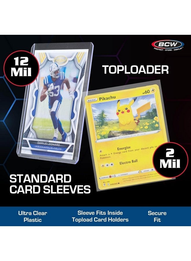 BCW 3x4 Topload Card Holders and Card Sleeves Combo | 100 Clear Plastic Toploaders and 100 Soft Card Sleeves | Protect, Store, and Display Trading Cards | Durable Card Storage Box for Collectors - Image 5