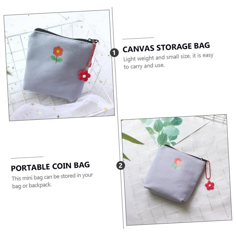 Purple Canvas Coin Purse Organizer Pouch For Travel And Everyday Use - Image 4