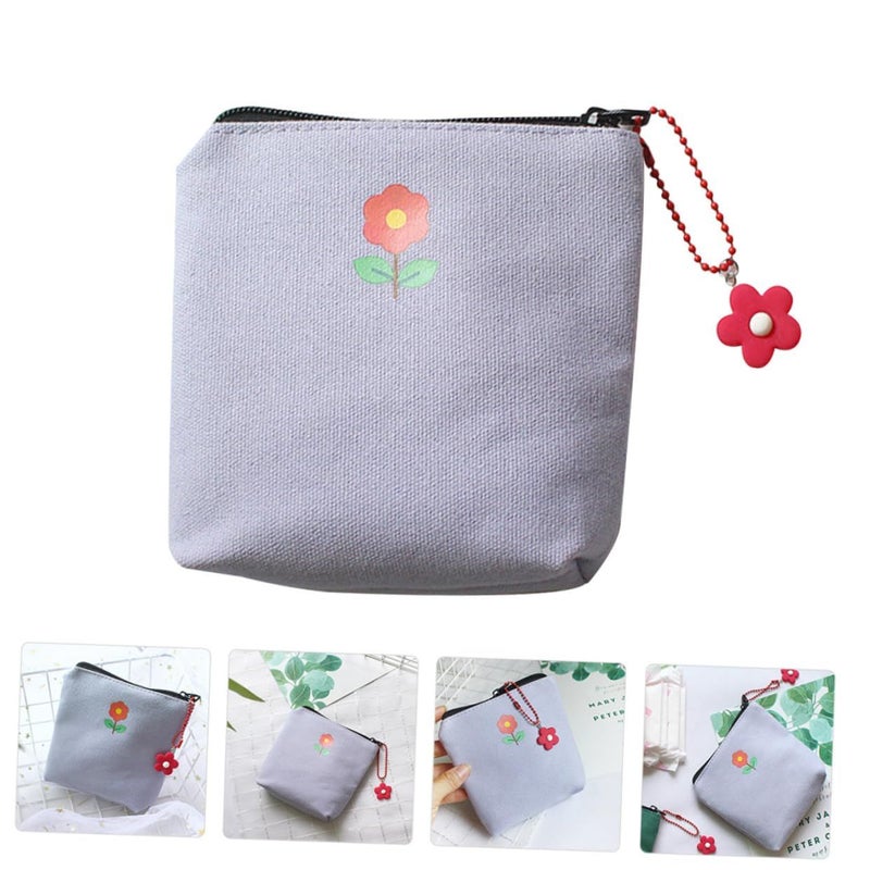 Purple Canvas Coin Purse Organizer Pouch For Travel And Everyday Use - Image 3