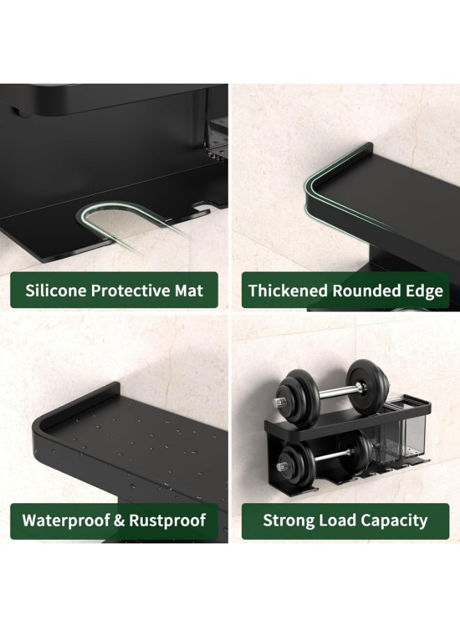 يلا جوي حامل مجفف شعر يُثبت على الحائط، منظم تخزين مجفف الشعر مع رف وخطافات للحمام، حامل مجفف الشعر، منظم أدوات تصفيف الشعر، رف مجفف شعر متعدد الوظائف من سبائك الألومنيوم (أسود) - Image 4