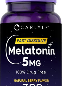 CARLYLE Carlyle Melatonin 5 mg Fast Dissolve 300 Tablets | Berry Flavor | Vegetarian, Non-GMO Supplement  - Image 1