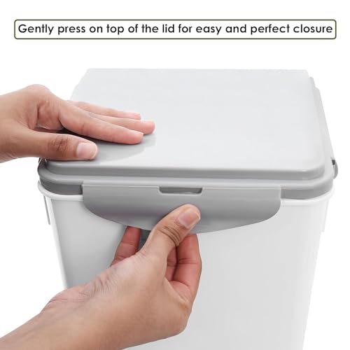 ABOUT SPACE 1 Pack Rice Dispenser (15Kg) Airtight Rice Storage Container with Measuring Cup - Rice Barrel Dispenser, Moisture Proof Organiser for Cereals, Grains, Pulses & Pet Food - Grey - Plastic - Image 5