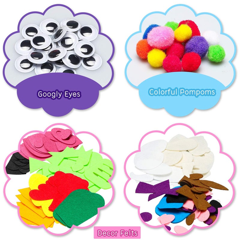 WATINC 6Pcs Hand Puppet Making Kit, Art Craft Felt Sock Puppet Toys, Creative DIY Make Your Own Pompoms Wiggle Googly Eyes Storytelling Role Play Party Supplies Gift for Girls Boys (Animals) - Image 2