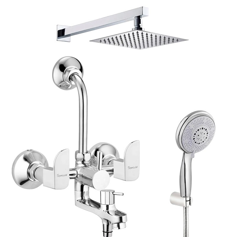 Specule Alive Series Brass 3in1 Wall Mixer for bathroom with Overhead Shower Set Multi Flow Hand Shower Set Mixer Tap For Bathroom Shower Mixer For Bathroom - Image 1