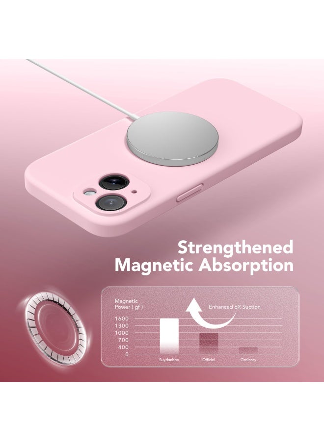 SUYDANBOX Magnetic for iPhone 14 Case, Compatible with MagSafe, [Full Camera Protection][Screen Protector] Silicone Shockproof Protective Phone Case for iPhone 14 6.1 inch, Pink - Image 5