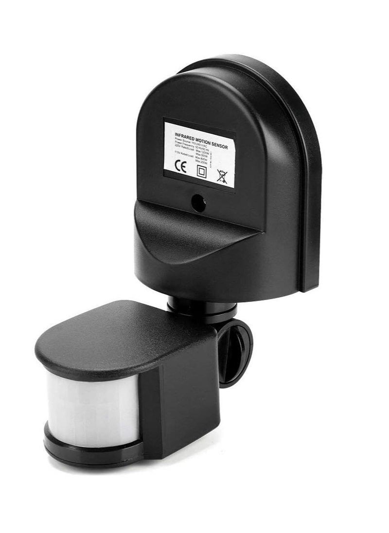 SYOSI Infrared Sensor Switch Infrared Motion Sensor 110V-240V Adjustable PIR Body Motion Infrared Sensor 10A Waterproof Detector Bulb Switch Black IP44 Protection Level  - Image 1