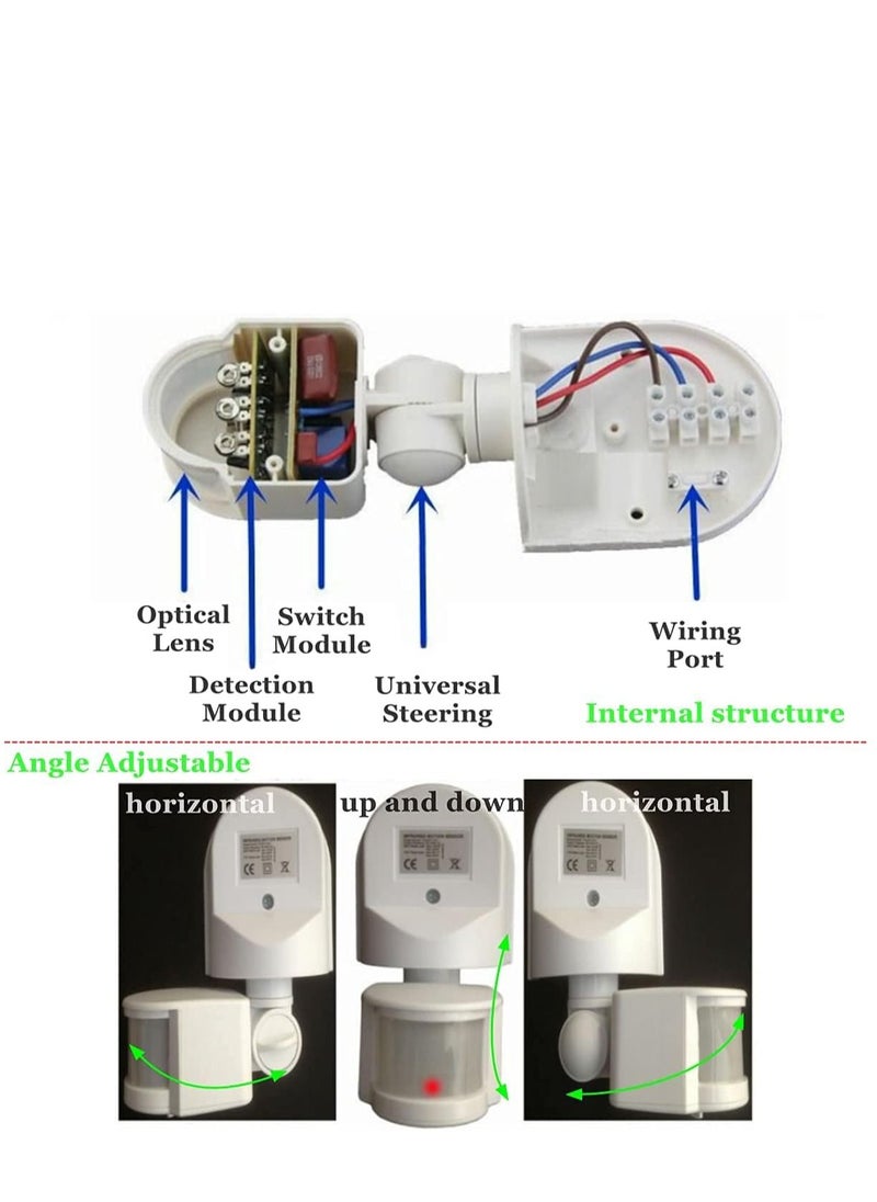 SYOSI Infrared Sensor Switch Infrared Motion Sensor 110V-240V Adjustable PIR Body Motion Infrared Sensor 10A Waterproof Detector Bulb Switch Black IP44 Protection Level  - Image 4