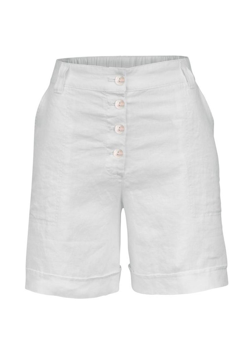 Tchibo Women High Waist Linen Bermuda Shorts, White  - Image 3