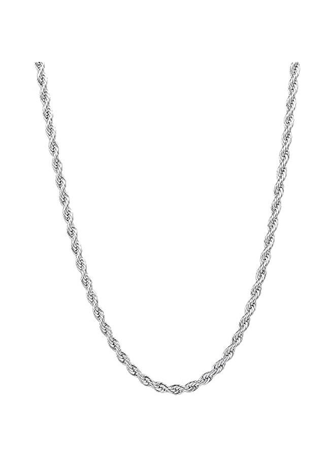 GELESE 3mm Rope Chain Necklace for Men, Silver Tone Mens Chain Necklace, Stainless Steel Necklace Chain for Men Women  - Image 1