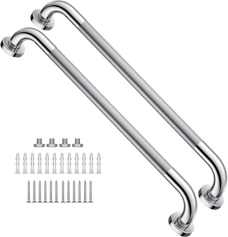 Munzong 2 قطعة قضيب استحمام مضاد للانزلاق مقاس 24 بوصة قطر 1.25 بوصة، قضيب حمام من الفولاذ المقاوم للصدأ من مونزونغ، قضيب توازن حمام مخرز، درابزين أمان، مقبض حمام مساعدة للمعاقين والإصابات وكبار السن - Image 1
