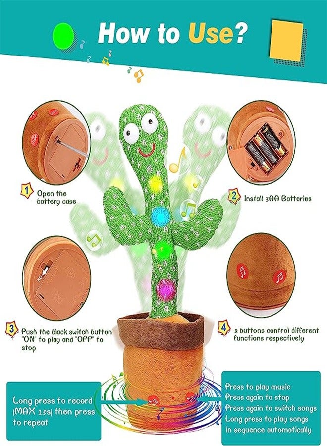 Goolsky Cactus Baby Toy, Kid Talking Singing, 120 Songs Recording Dancing Mimicking Toy That Repeat What You Say, Pre-School Education Toy for Kids Best for Children - Image 2