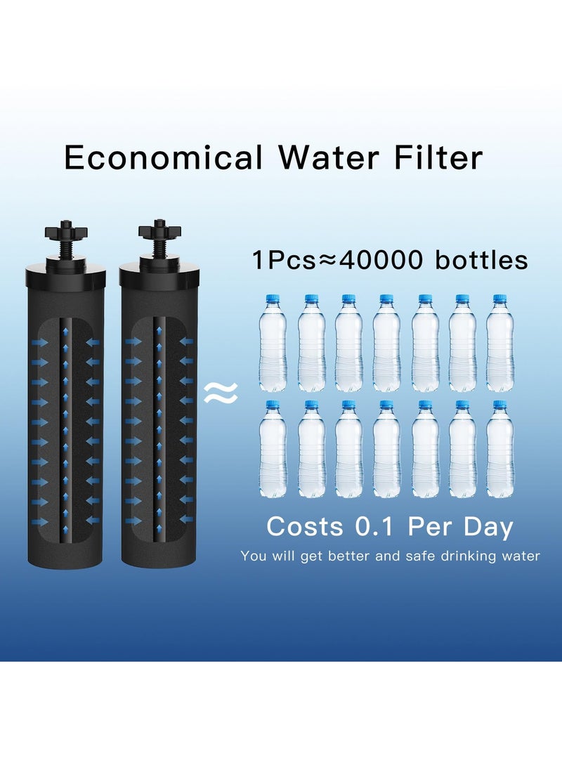 SYOSI - 2 Pcs Premium Water Filter Black Active Carbon Element Cartridge Compatible with Berkey Countertop Water Purification System 2 9BB Purification Elements Certified by NSF ANSI 42 - Image 1