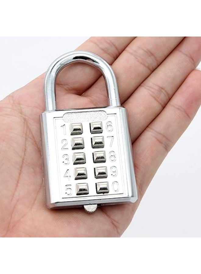 Digits Combination Lock – Button Combination Security Padlock, Digital Coded Lock for Gym Locker, Sports Locker, Toolbox, Fence, Hasp, and Cabinet (White) - Image 1