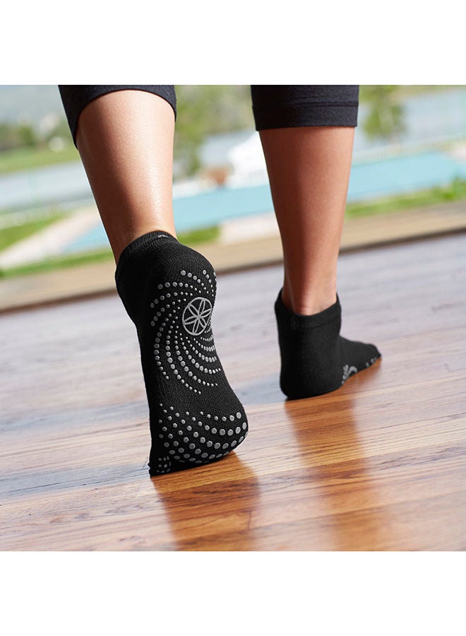 Gaiam Grey Non-Slip Grippy Yoga Socks – Small/Medium, Rubber Grip Dots  - Image 2