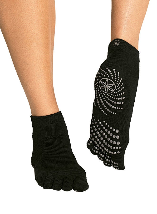 Gaiam Grey Non-Slip Grippy Yoga Socks – Small/Medium, Rubber Grip Dots  - Image 1