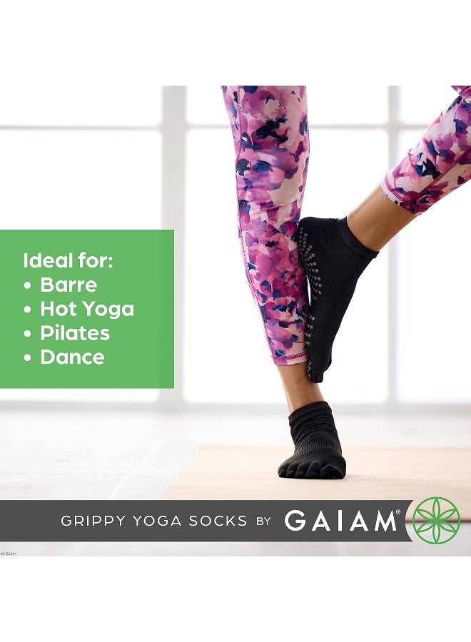Gaiam Grey Non-Slip Grippy Yoga Socks – Small/Medium, Rubber Grip Dots  - Image 5