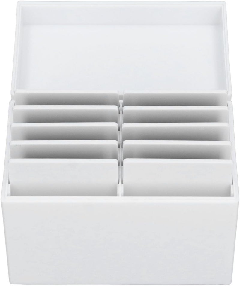 10 Layers Acrylic Eyelash Storage Box, False Eyelashes Holder with Magnetic Bottom, Clear Display Pallet for Lash Technicians, Includes 10 Removable Eyelash Boards for Salon or (White) - Image 1