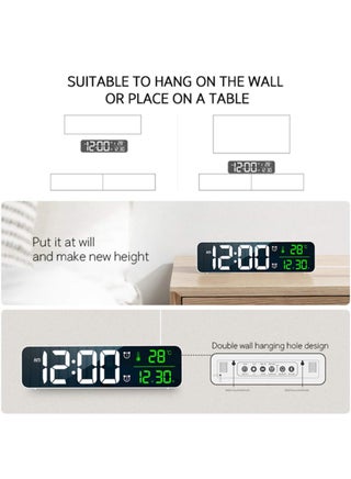 Digital Clock, Alarm Clock for Bedroom, Digital Clock Large Display, Digital Alarm Clock, Date AndTemp Display Digital Wall Clock, 10.4 inch, 12 Or 24H, Snooze, Alarm Clock for Living Room. Black - view 4
