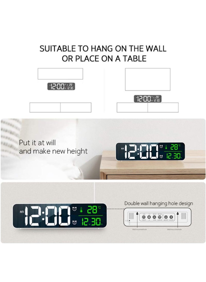 Alruht - Digital Clock, Alarm Clock for Bedroom, Digital Clock Large Display, Digital Alarm Clock, Date AndTemp Display Digital Wall Clock, 10.4 inch, 12 Or 24H, Snooze, Alarm Clock for Living Room. Black - Image 1