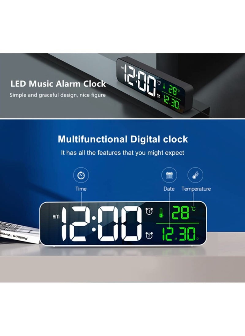 Alruht - Digital Clock, Alarm Clock for Bedroom, Digital Clock Large Display, Digital Alarm Clock, Date AndTemp Display Digital Wall Clock, 10.4 inch, 12 Or 24H, Snooze, Alarm Clock for Living Room. Black - Image 1