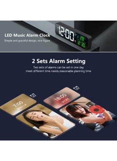 Alruht Digital Clock, Alarm Clock for Bedroom, Digital Clock Large Display, Digital Alarm Clock, Date AndTemp Display Digital Wall Clock, 10.4 inch, 12 Or 24H, Snooze, Alarm Clock for Living Room. Black  - Image 5