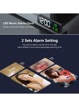 Digital Clock, Alarm Clock for Bedroom, Digital Clock Large Display, Digital Alarm Clock, Date AndTemp Display Digital Wall Clock, 10.4 inch, 12 Or 24H, Snooze, Alarm Clock for Living Room. Black - view 5