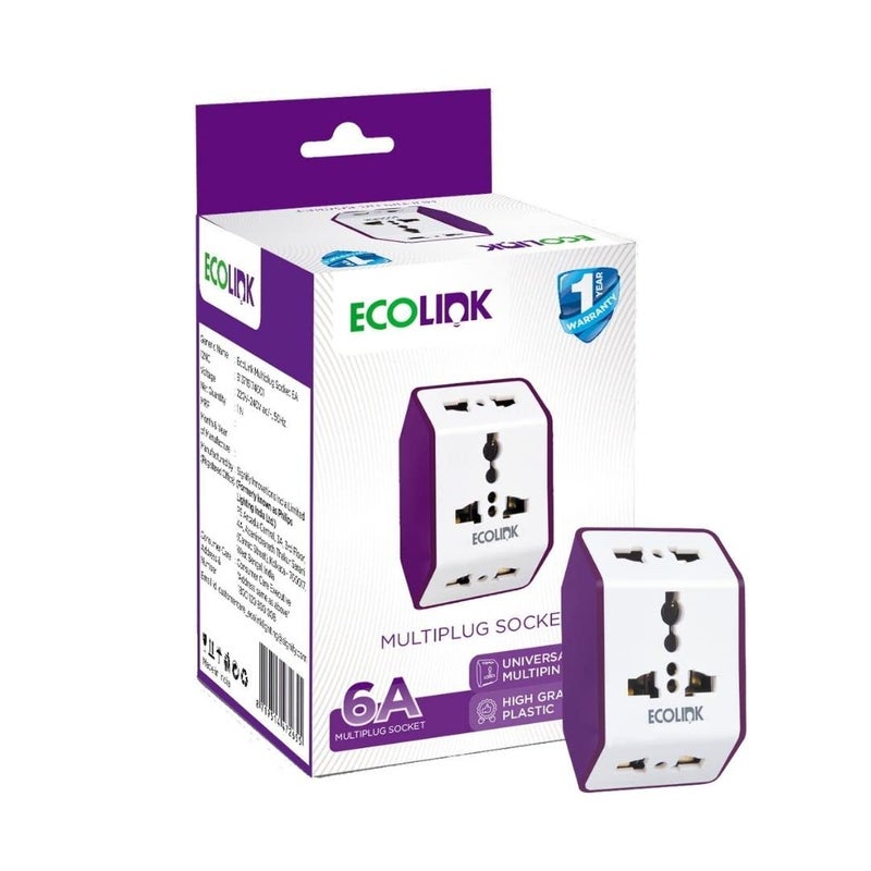 EcoLink Multiplug Socket 6A || Pack of 1 - Image 5