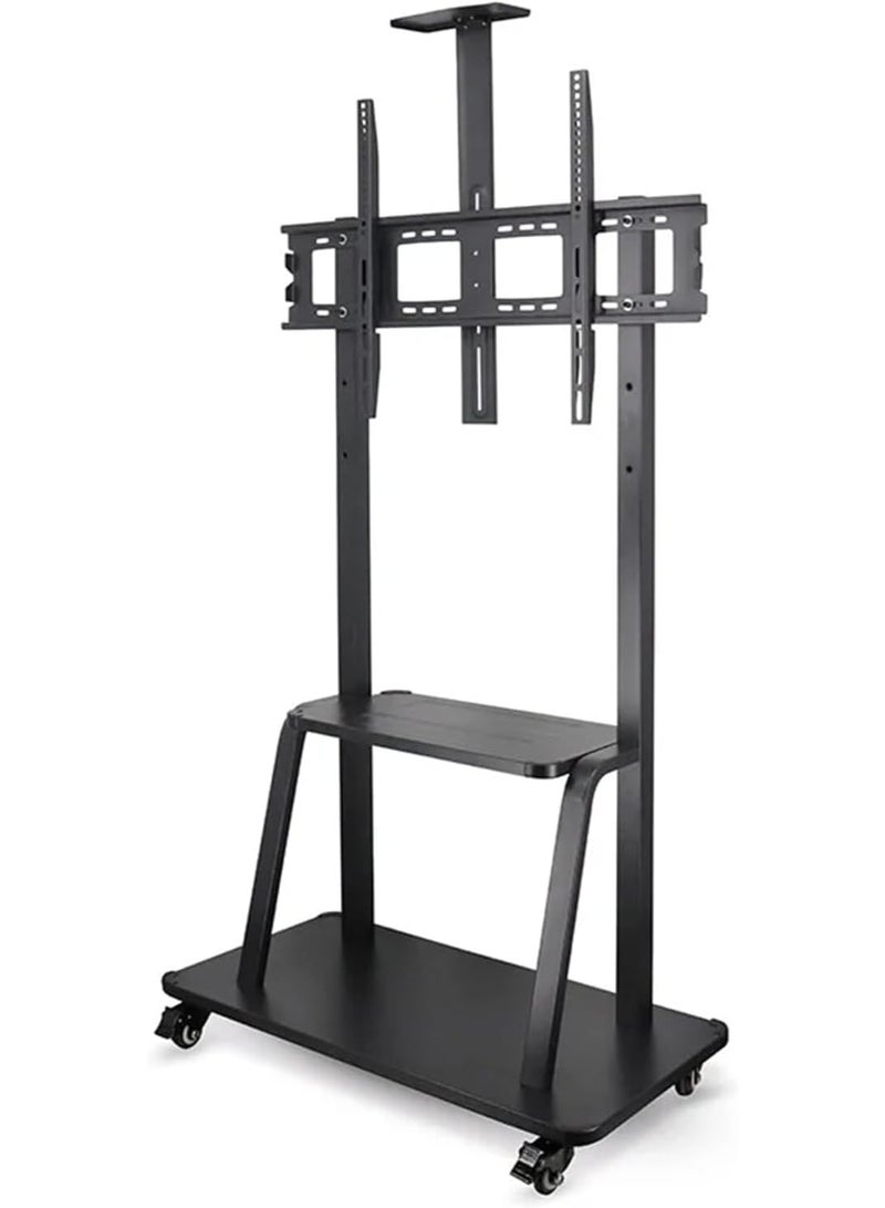 BrandTech Premium Heavy-Duty Mobile TV Stand Cart for 32–75 Inch TVs, Height Adjustable Rolling Floor TV Mount with Lockable Casters, 2-Tier AV Shelves, Max VESA 600×400 - Image 1